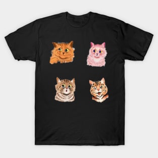 Louis Wain style cat stickers T-Shirt